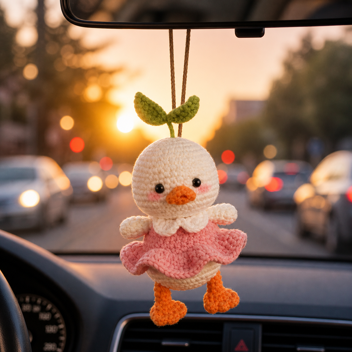Crochet Car Hanging – Duck Friends Rearview Mirror Charm