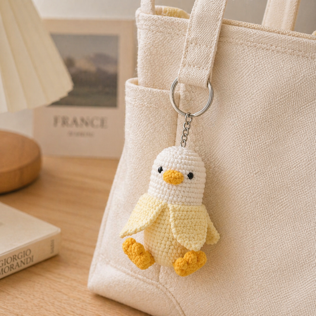 Crochet Keychain – Peeled Chick, Banana, Frog Duckling & Goose