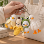 Crochet Keychain – Peeled Chick, Banana, Frog Duckling & Goose