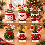 Crochet Christmas plant decor style chart showing six styles