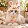 Custom Name Crochet Pet Hat – Bunny, Strawberry, Cow & Mushroom