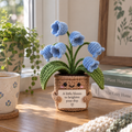 Sky Blue crochet flower pot emotional support gift with personalized message card