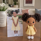Custom crochet girl doll recreated from a child’s reference photo