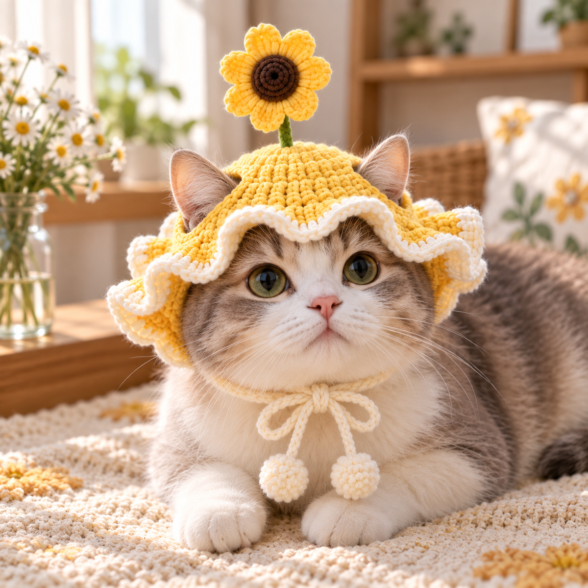 Crochet Pet Hat – Floral & Garden Bonnet Styles