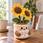 Personalized handmade sunflower flower pot decor with custom message