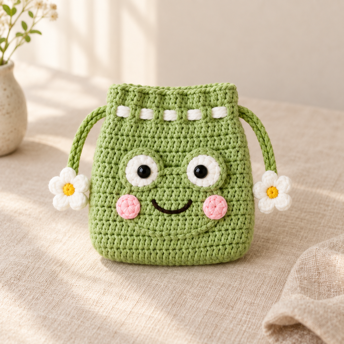 Crochet Drawstring Pouch – Animal Friends
