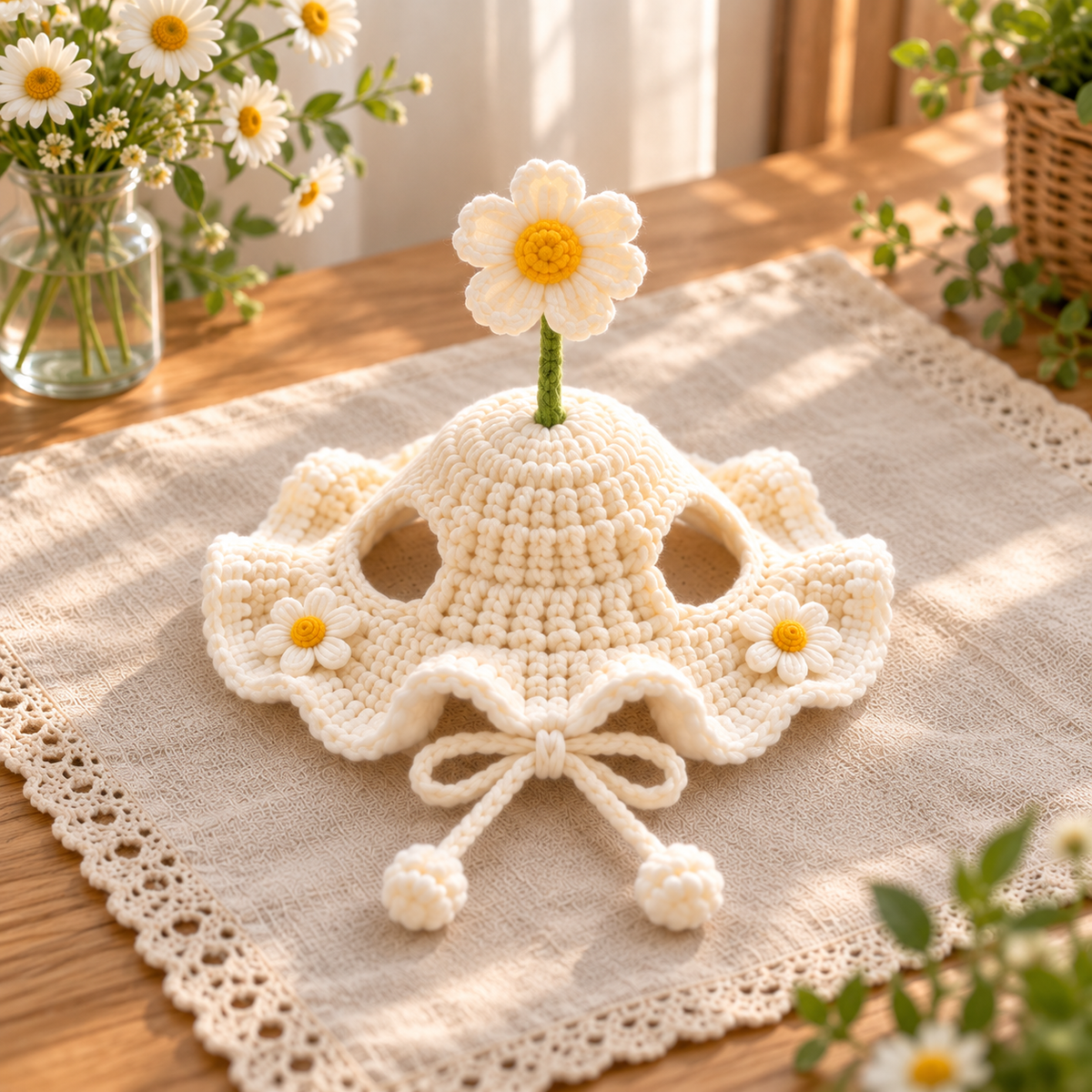 Crochet Pet Hat – Floral & Garden Bonnet Styles