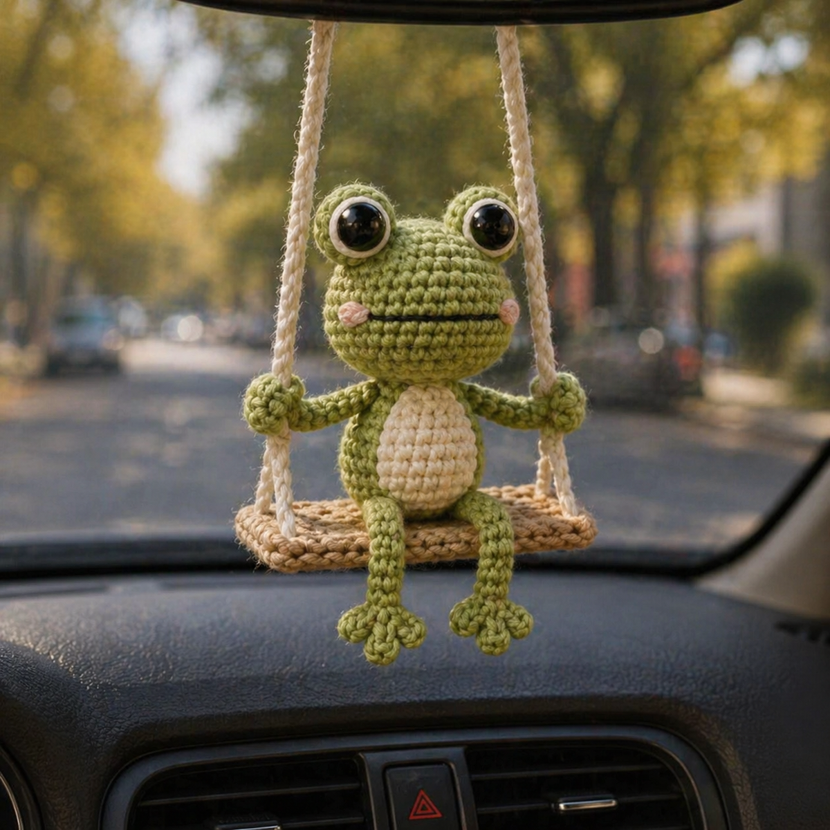 Crochet Car Hanging – Playful Animal Friends Rearview Mirror Charm