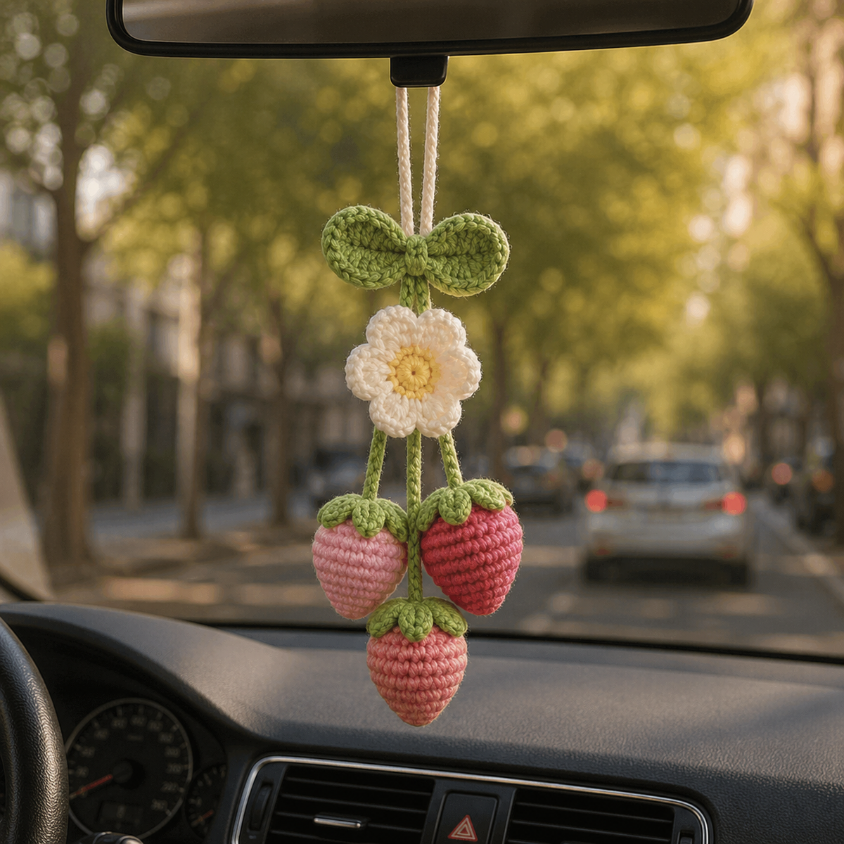 Crochet Car Hanging – Bloom & Jelly Rearview Mirror Charm
