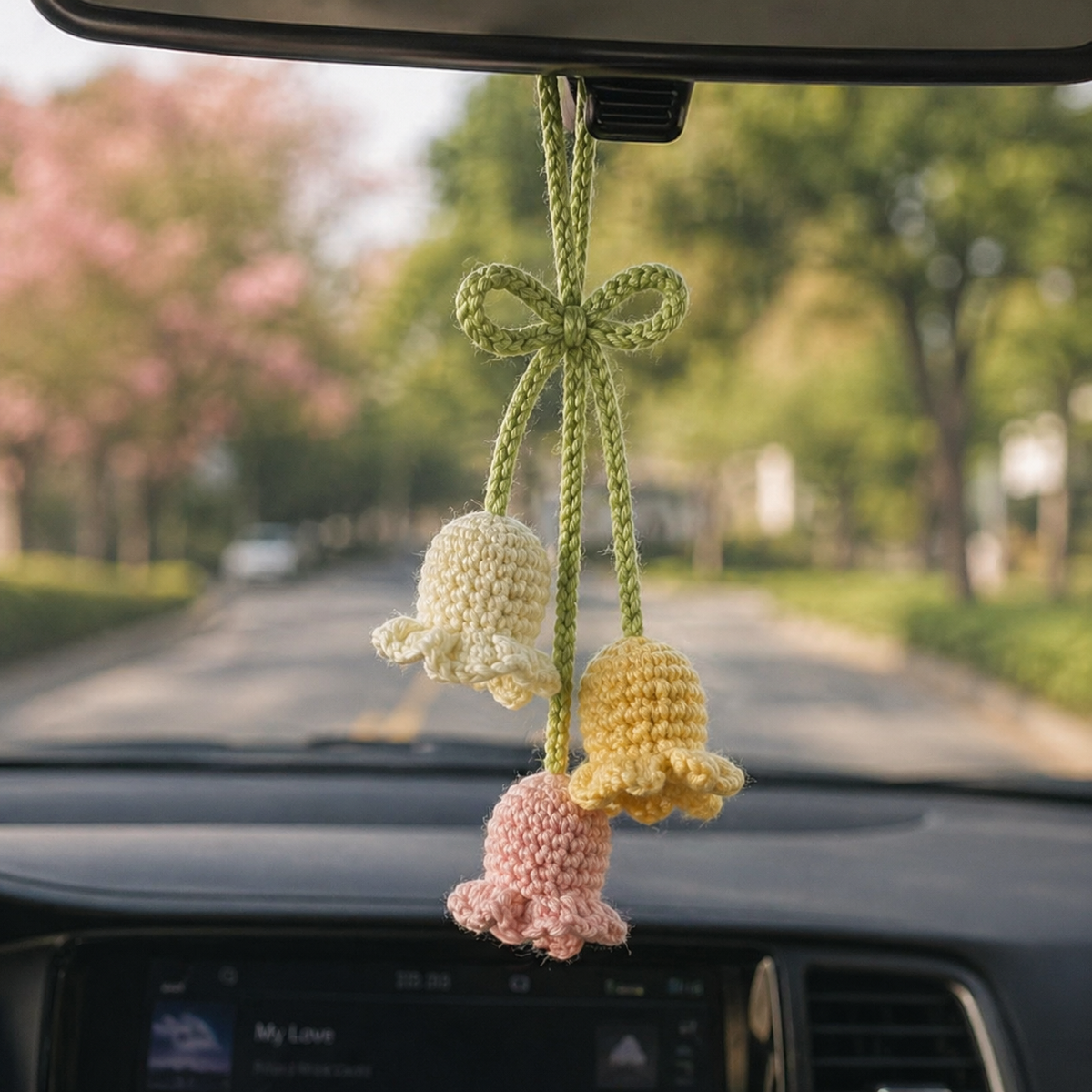 Crochet Car Hanging – Bloom & Jelly Rearview Mirror Charm