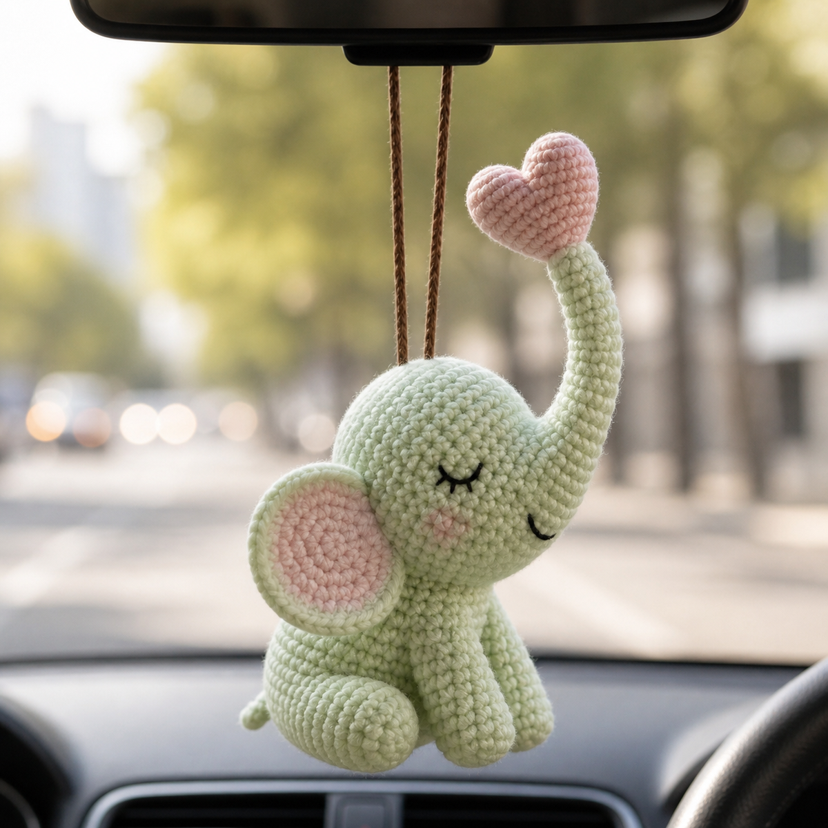 Crochet Car Hanging – Playful Animal Friends Rearview Mirror Charm