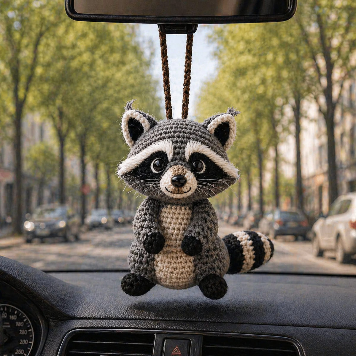 Crochet Car Hanging – Playful Animal Friends Rearview Mirror Charm