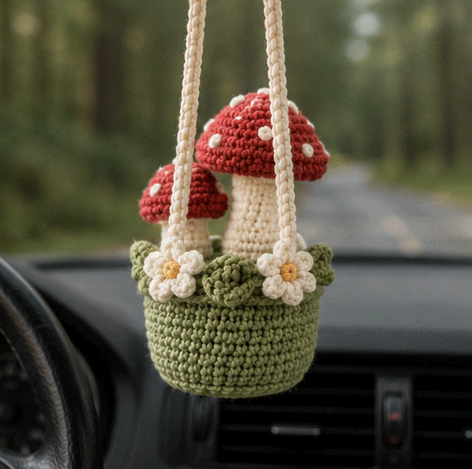 Crochet Car Hanging – Whimsical Favorites Rearview Mirror Charm