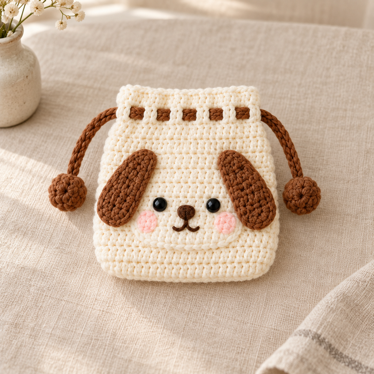 Crochet Drawstring Pouch – Animal Friends