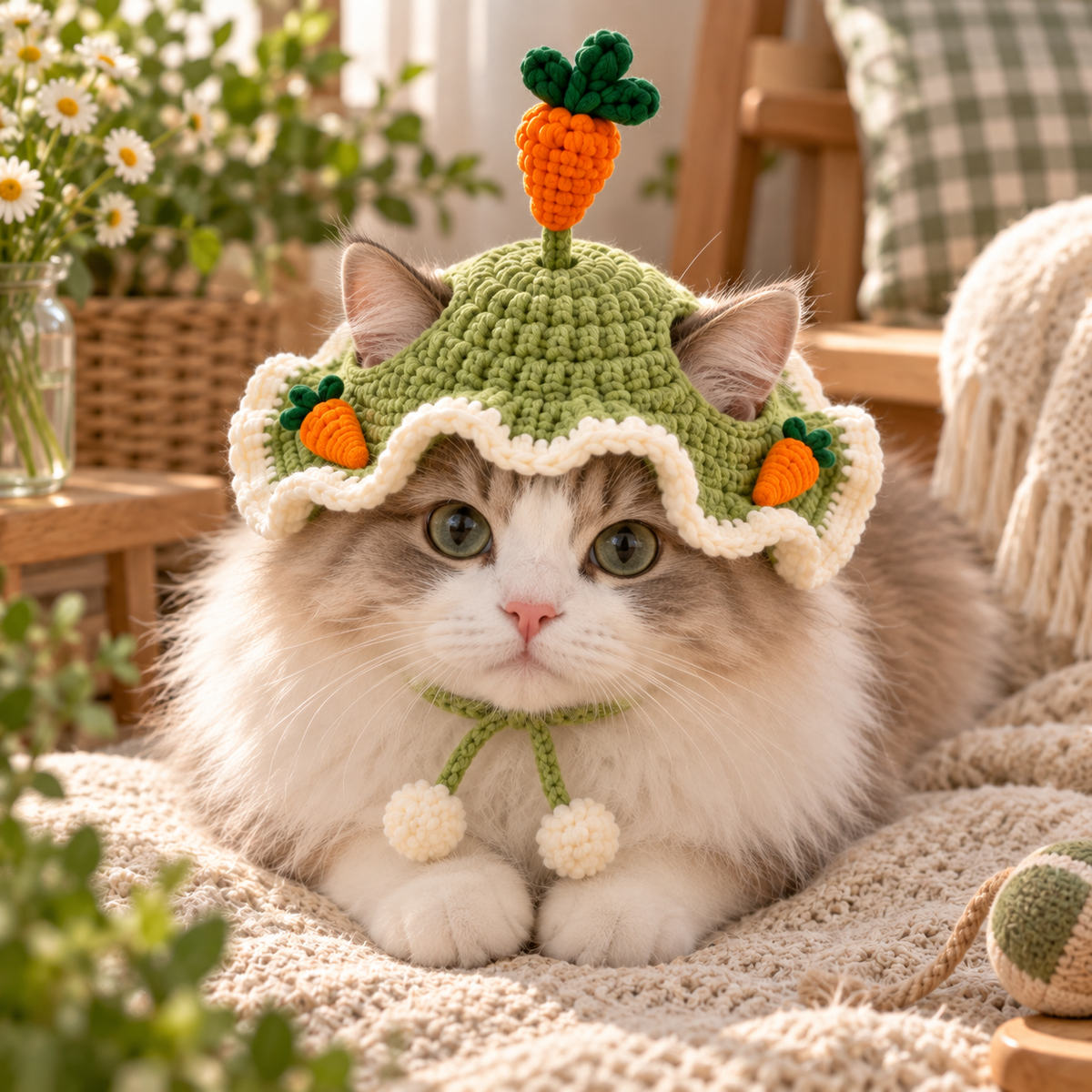 Crochet Pet Hat – Floral & Garden Bonnet Styles