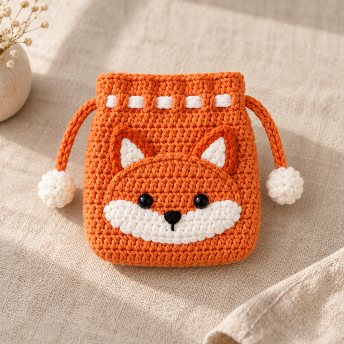 Crochet Drawstring Pouch – Animal Friends