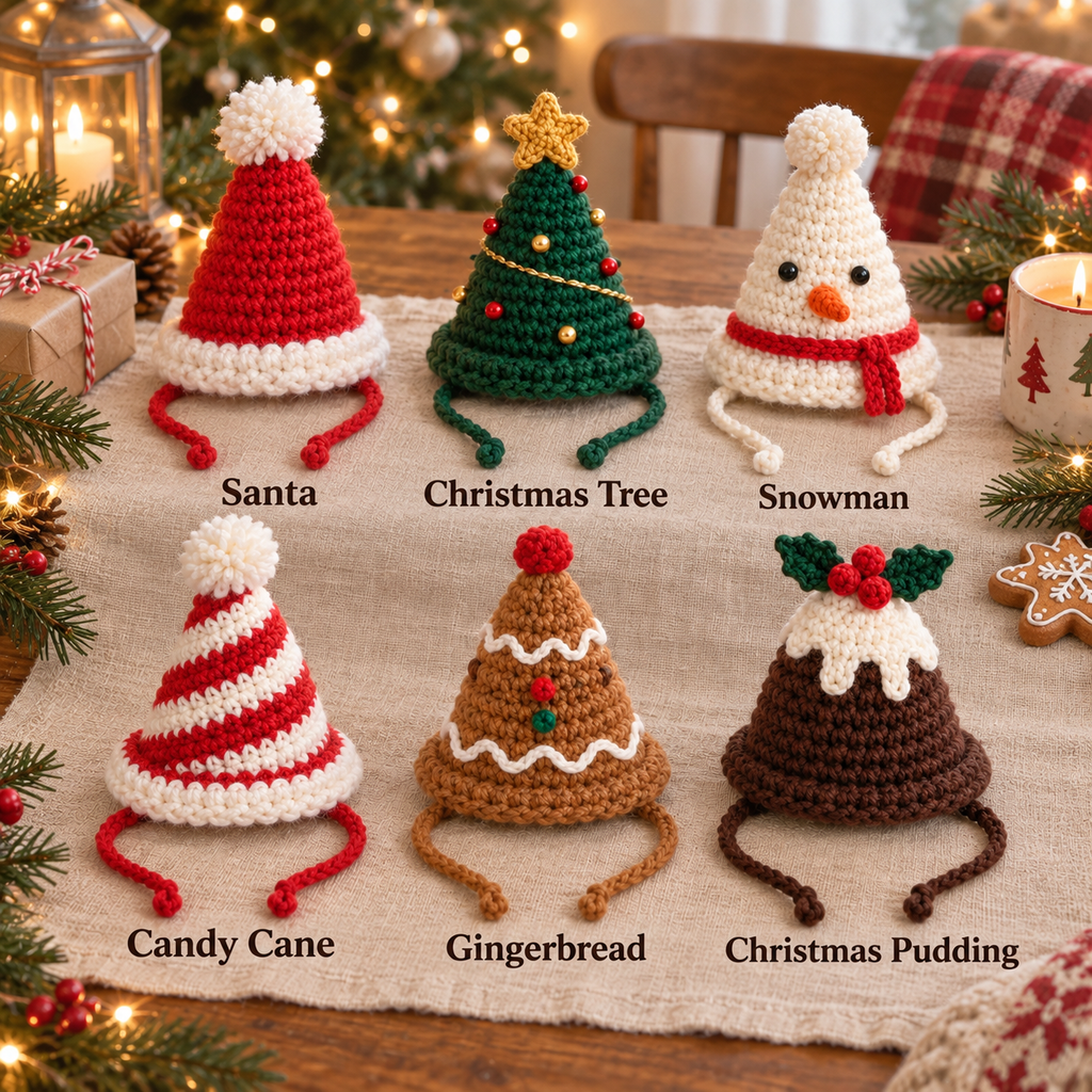 Crochet Pet Hat – Christmas Holiday Styles