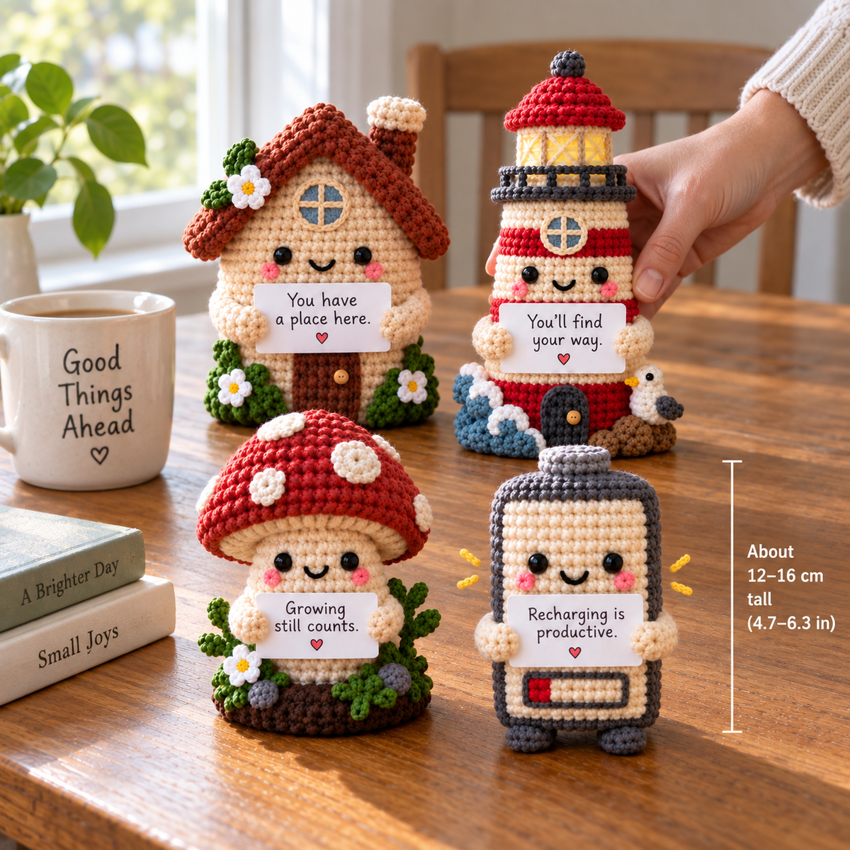 Amigurumi Emotional Support – Cozy Object Friends with Custom Message
