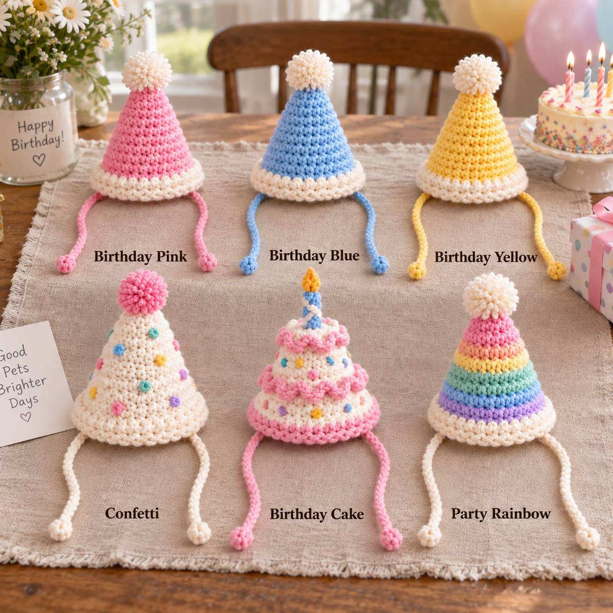 Crochet Pet Hat – Birthday Party Styles