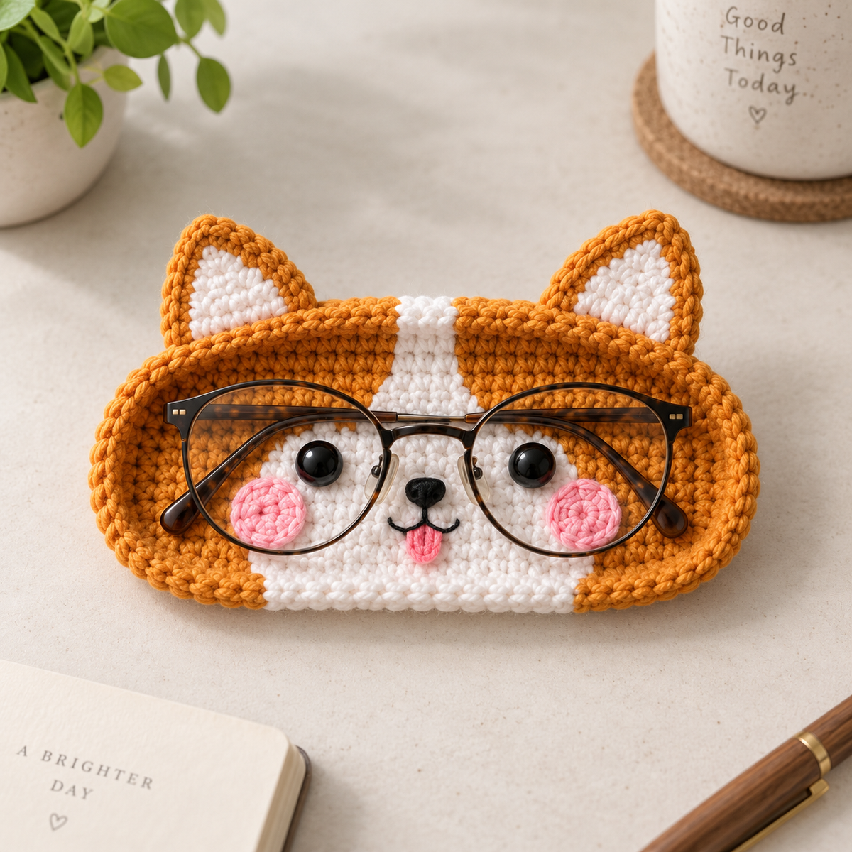 Crochet Glasses Holder – Playful Animal Faces