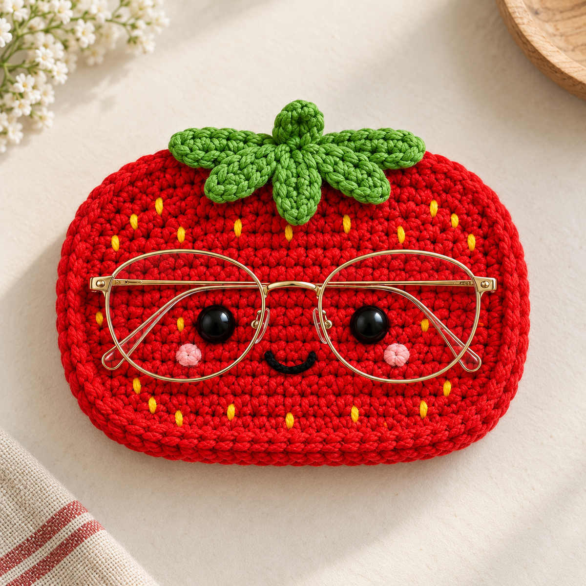 Crochet Glasses Holder – Snack Time Faces