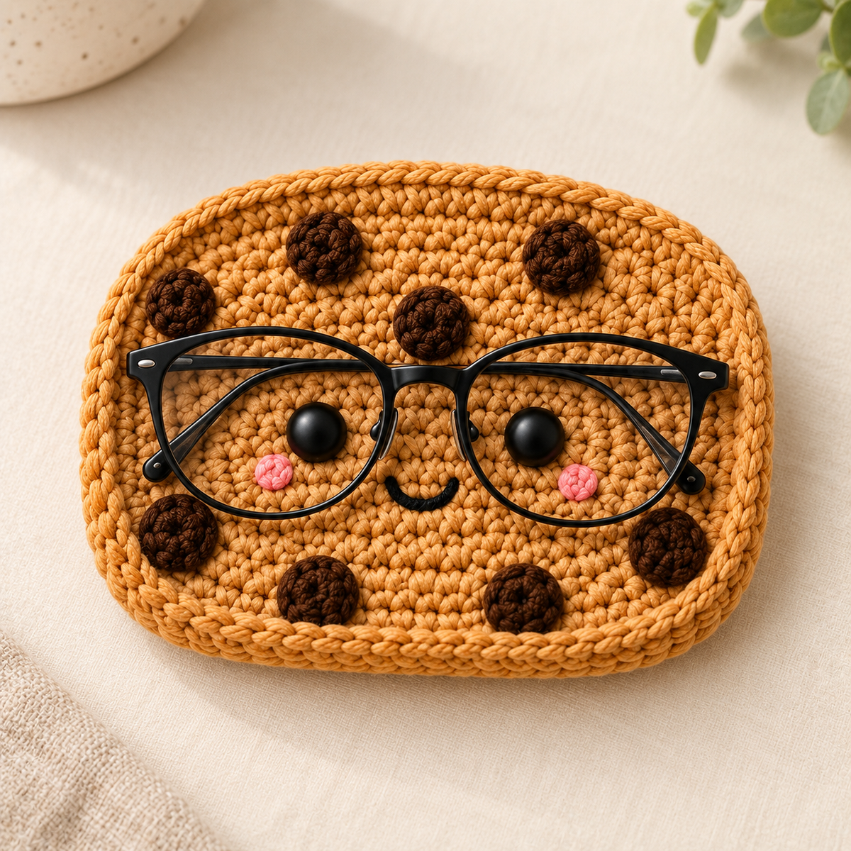 Crochet Glasses Holder – Snack Time Faces