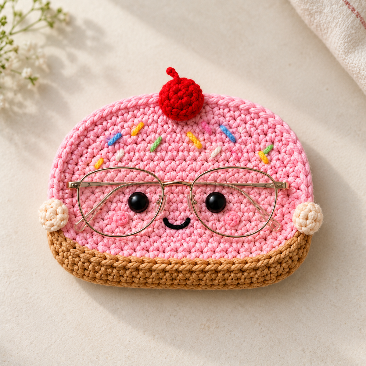 Crochet Glasses Holder – Snack Time Faces