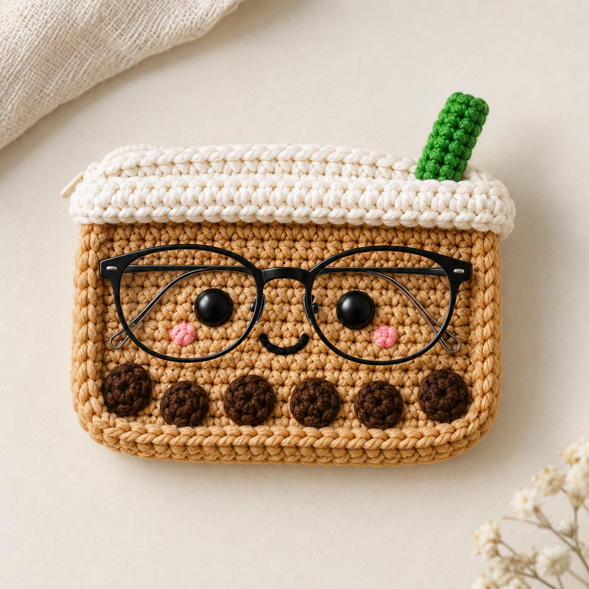 Crochet Glasses Holder – Snack Time Faces