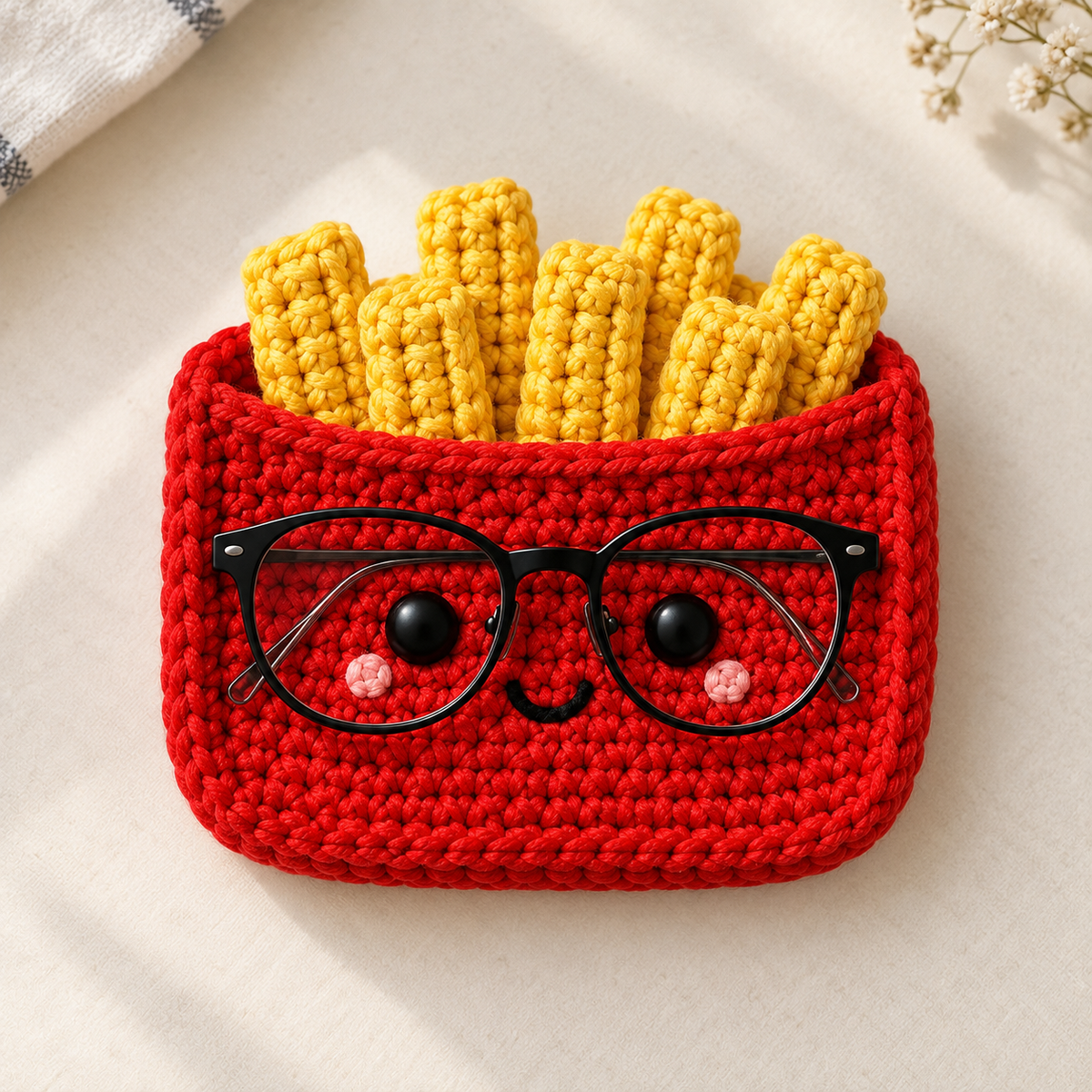 Crochet Glasses Holder – Snack Time Faces