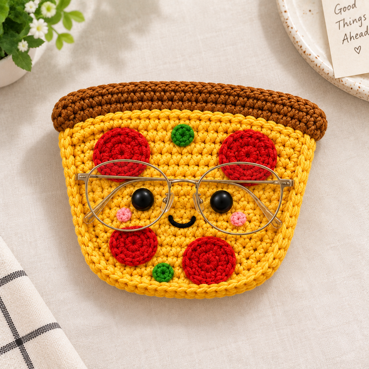 Crochet Glasses Holder – Snack Time Faces