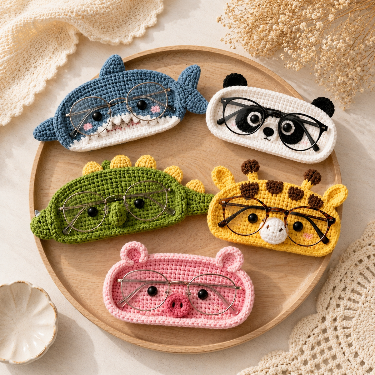 Crochet Glasses Holder – Whimsy Critter Faces