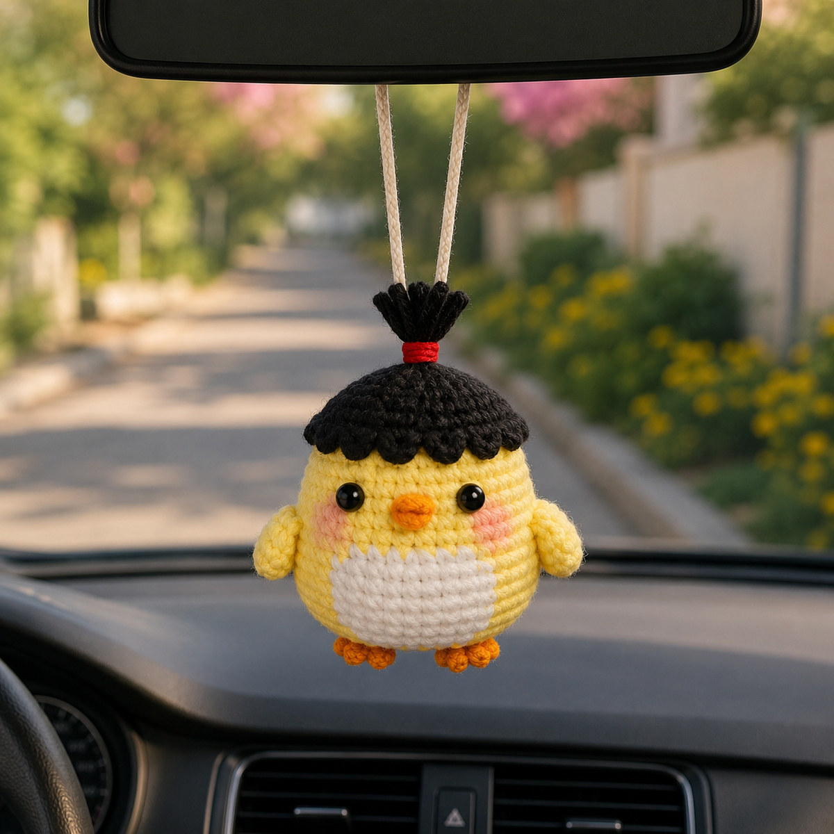 Crochet Car Hanging – Duck Friends Rearview Mirror Charm