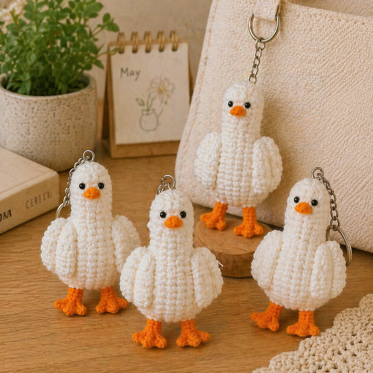 Crochet Keychain – Peeled Chick, Banana, Frog Duckling & Goose
