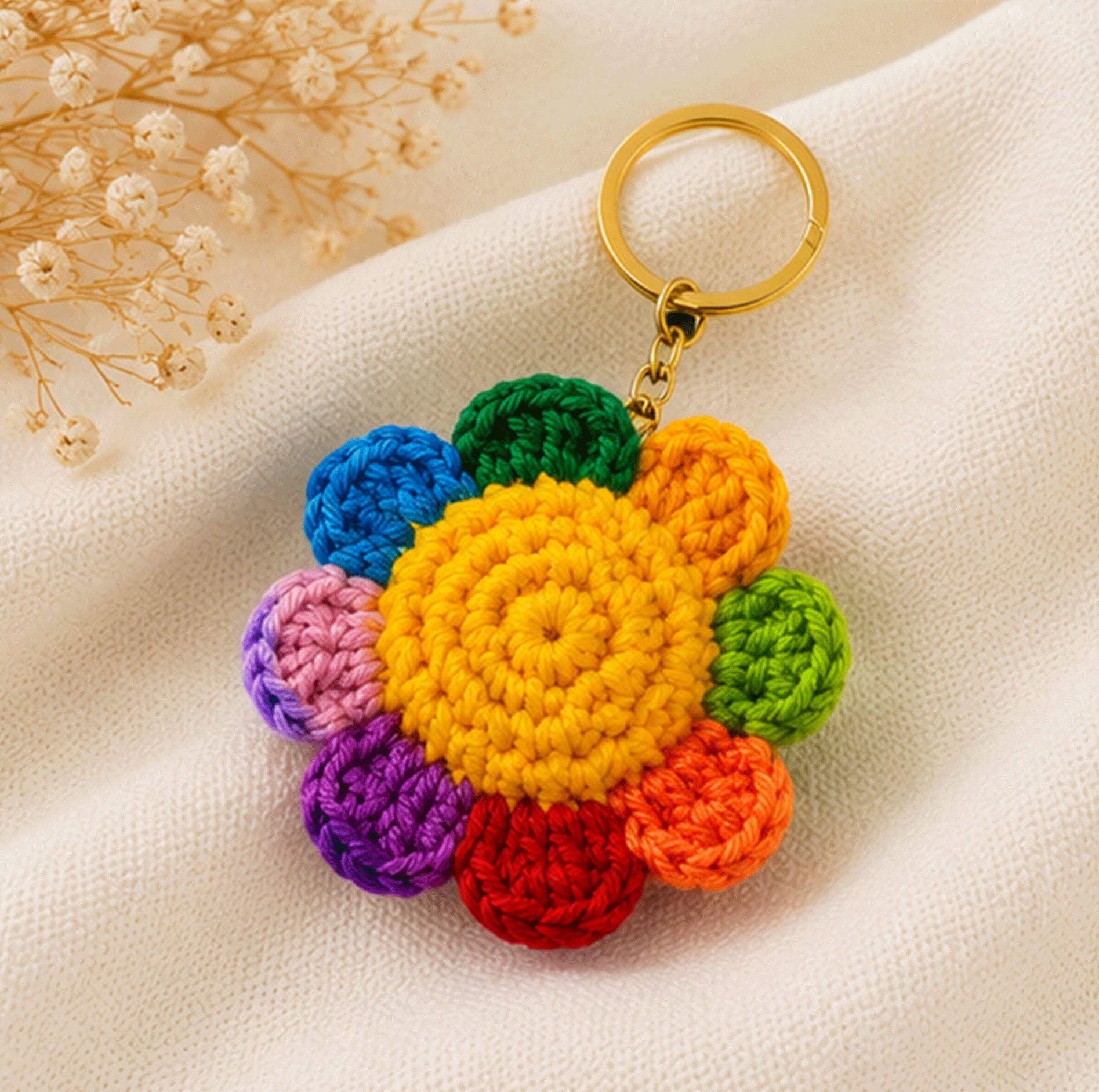 Crochet Flower Keychain – Garden Blooms