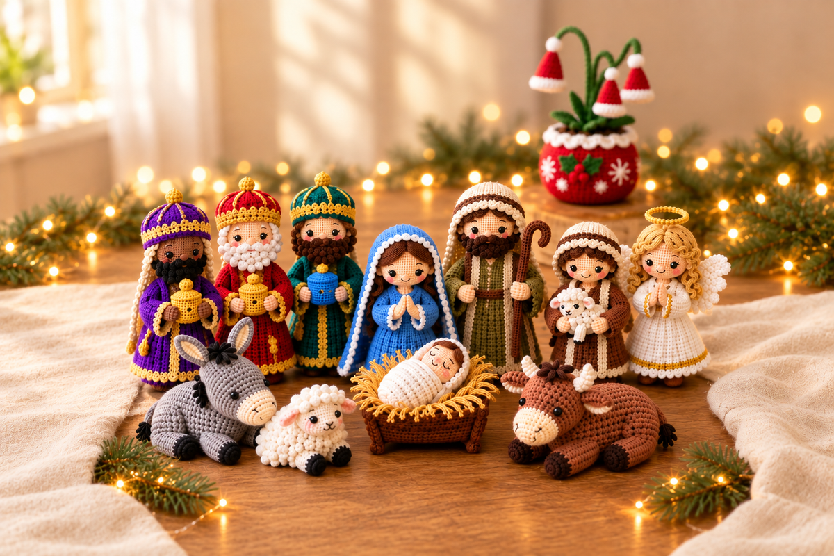 Nativity scene centered